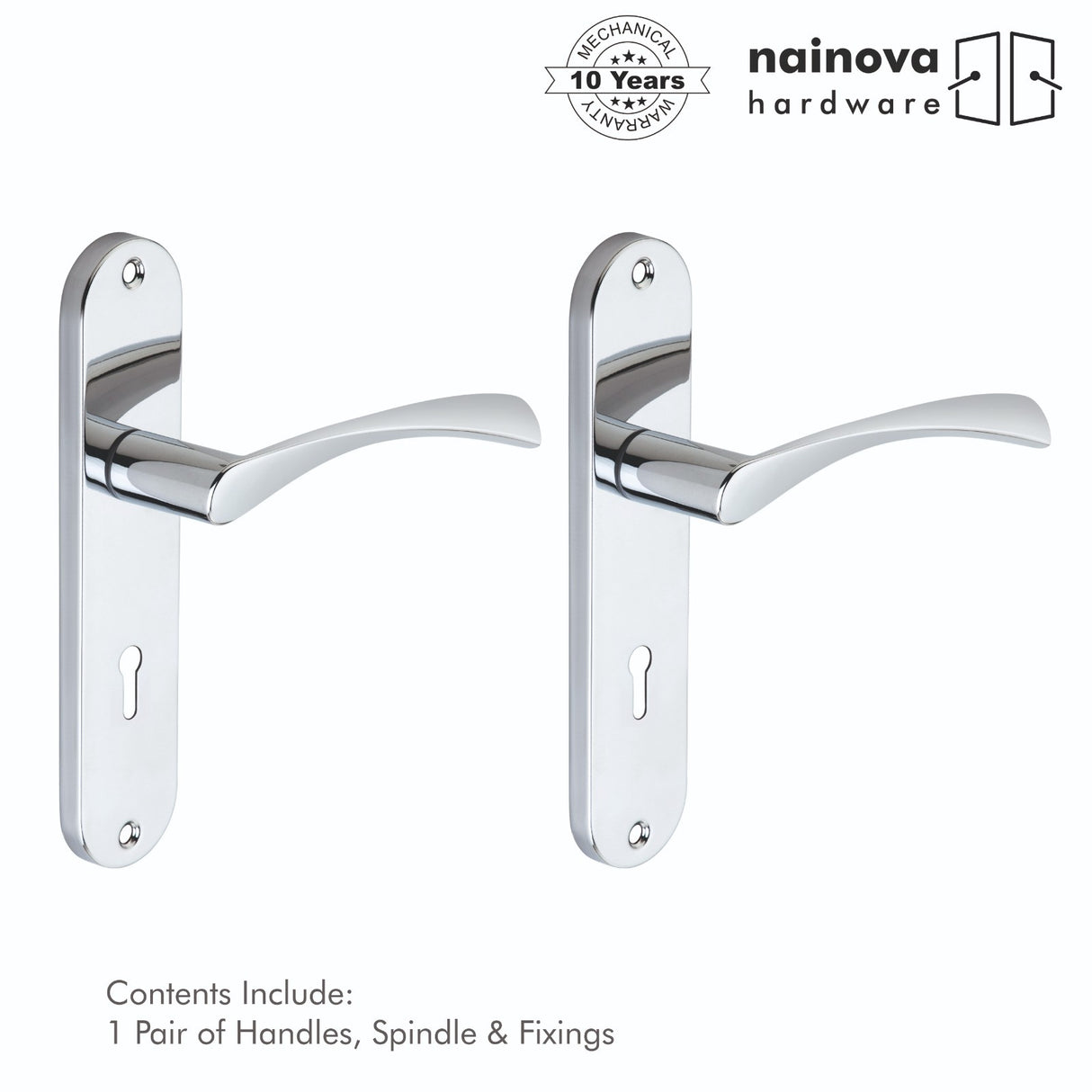Twist Door Handle Lever on Back Plate | Chrome
