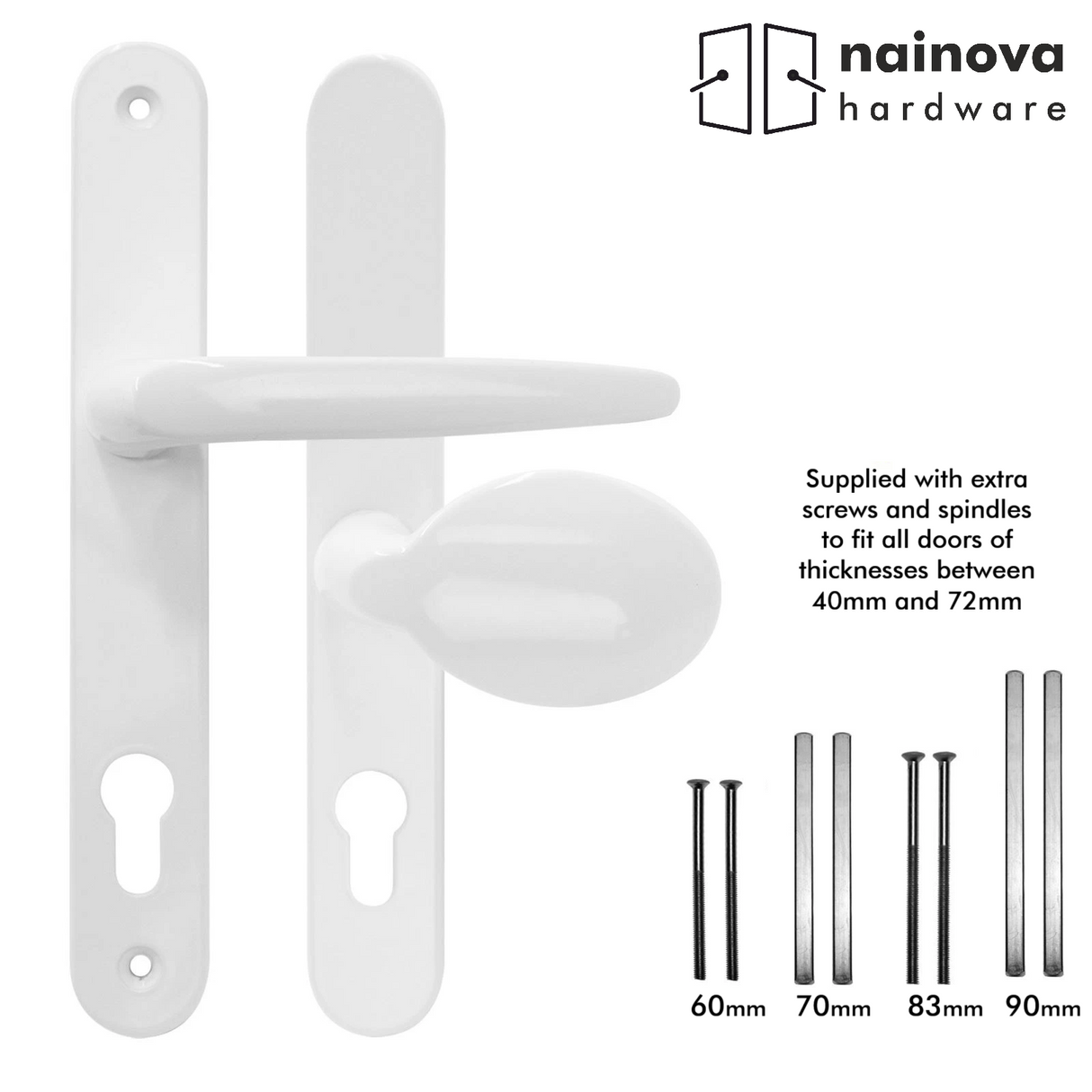Offset Door Handle Lever Pad 92pz 62pz Sprung Pair for uPVC & Composite Doors