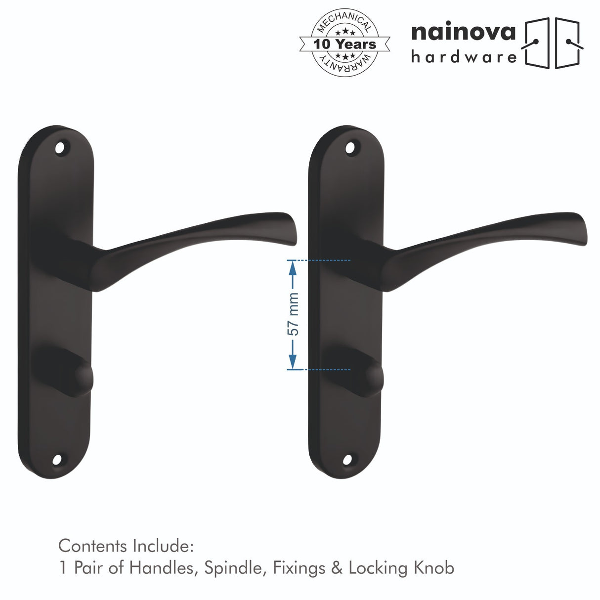 Twist Door Handle Lever on Back Plate | Black