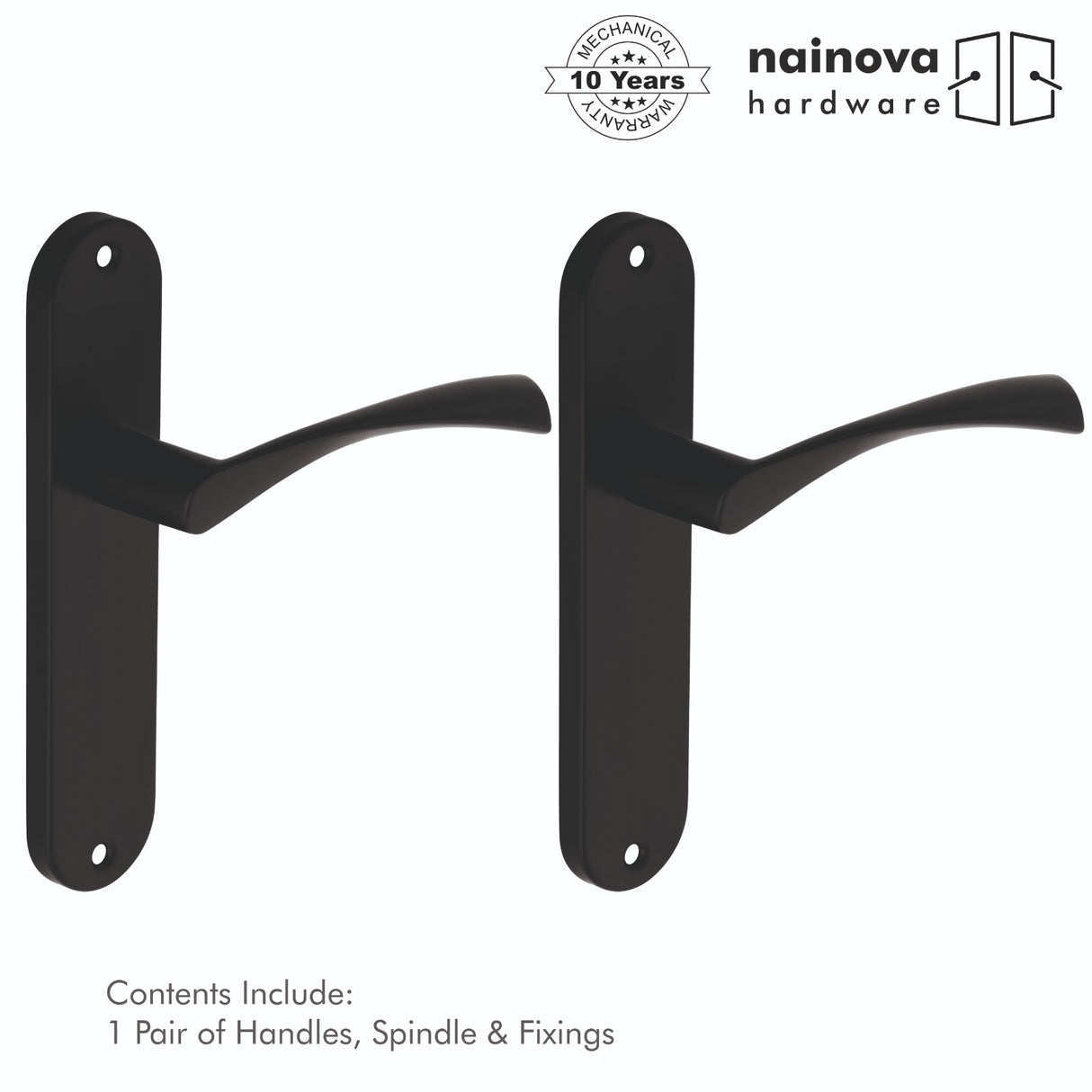Twist Door Handle Lever on Back Plate | Black