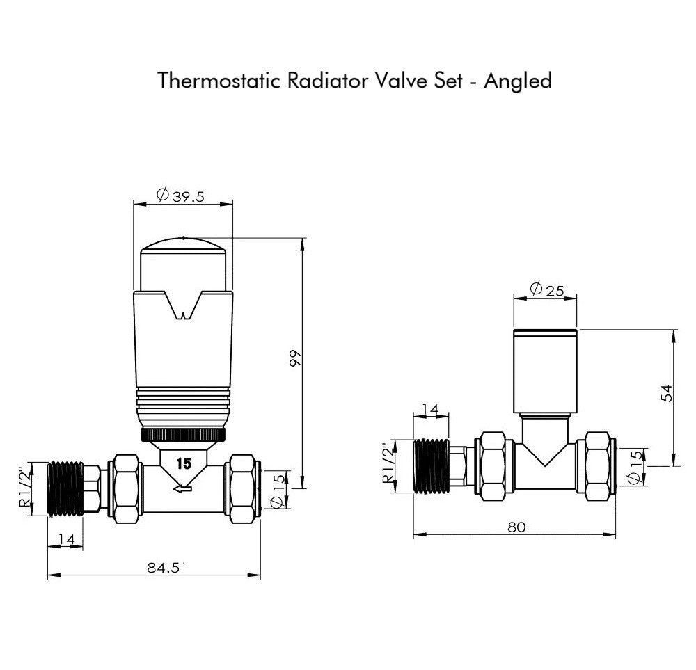 Thermostatic Radiator Valves for 15mm Pipes - Straight