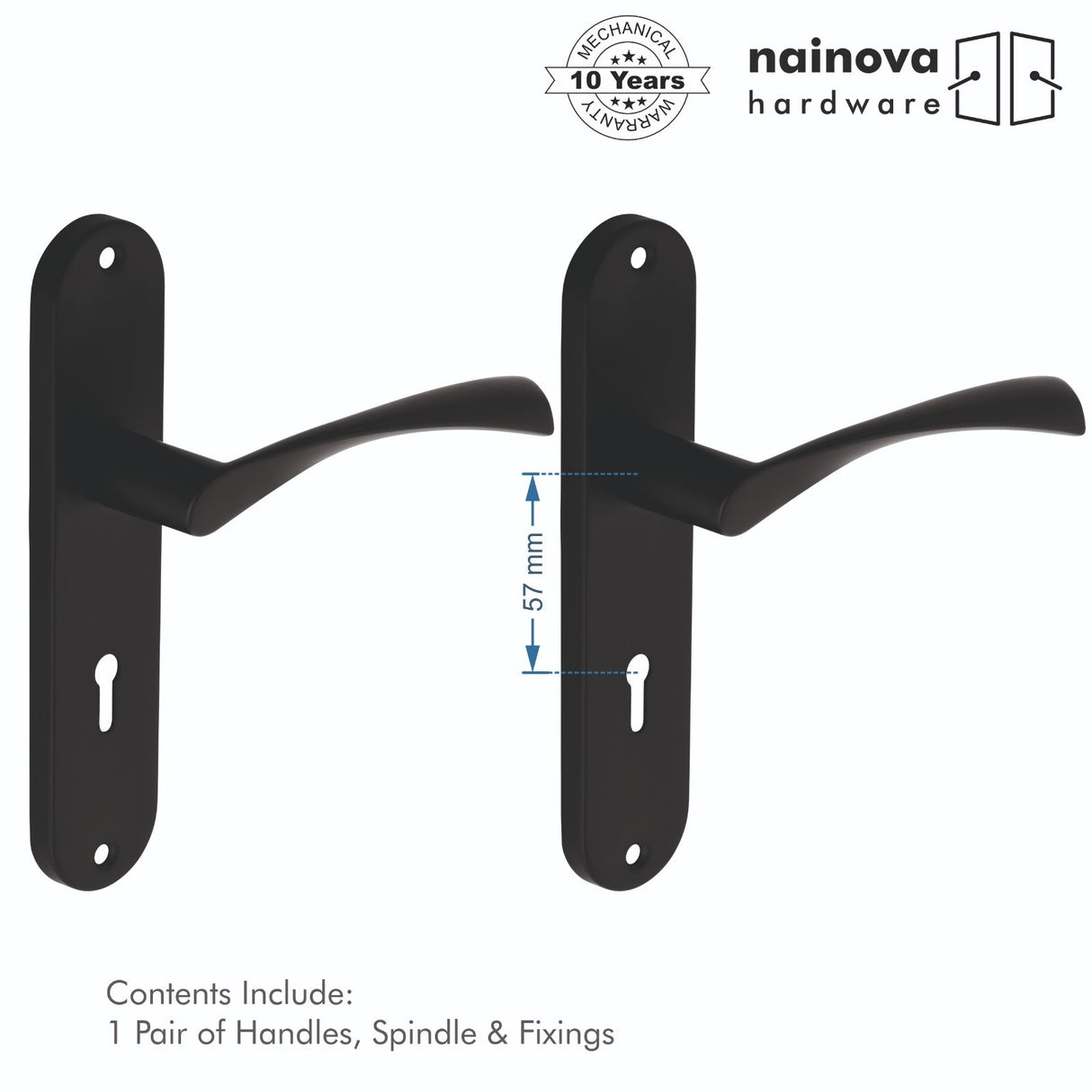 Twist Door Handle Lever on Back Plate | Black