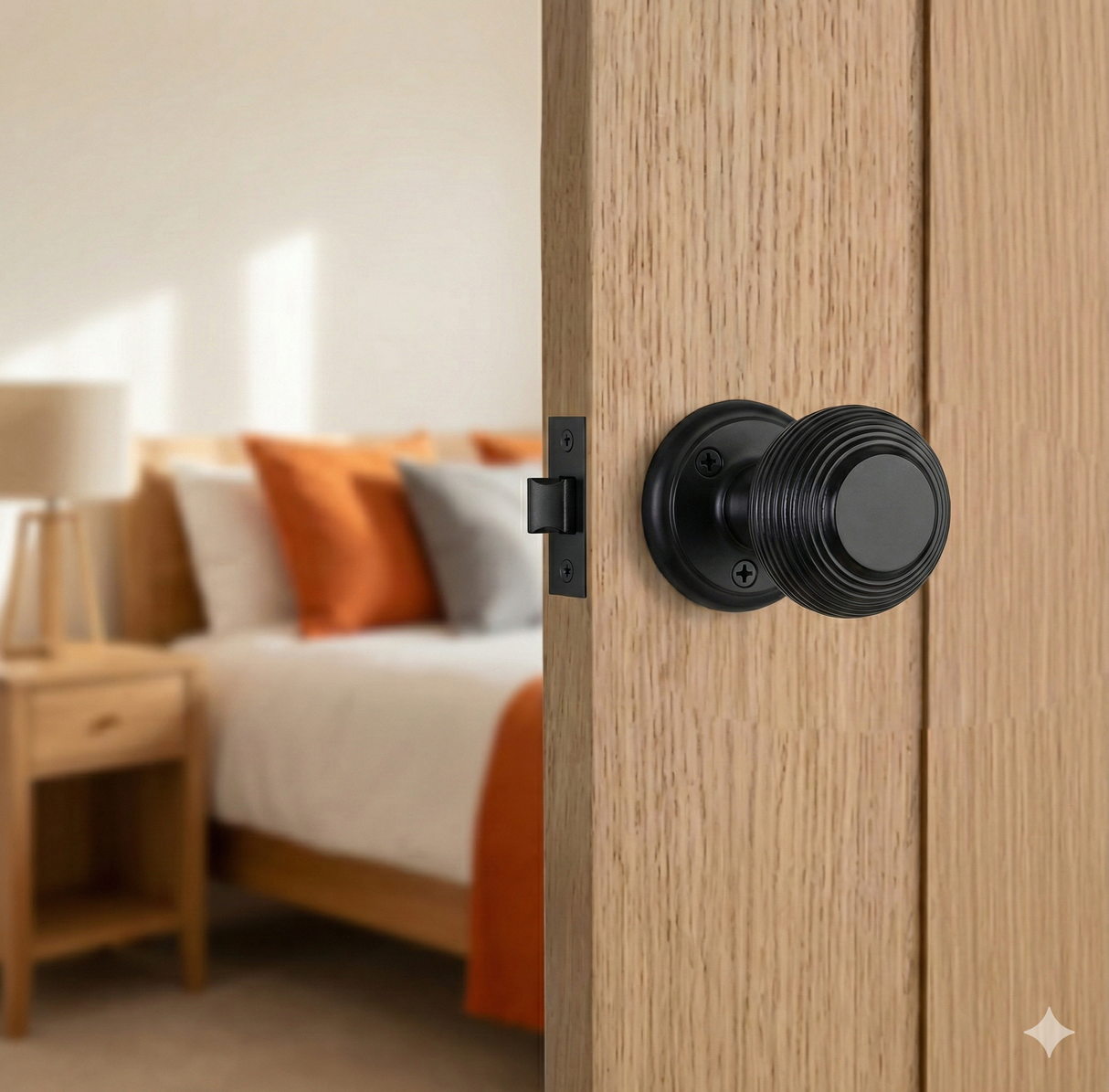 Beehive Mortice Door Knob on Rose | Black & Antique Brass