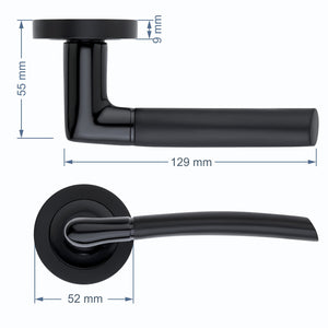 Dual Tone Door Lever on Rose - Chrome, Black