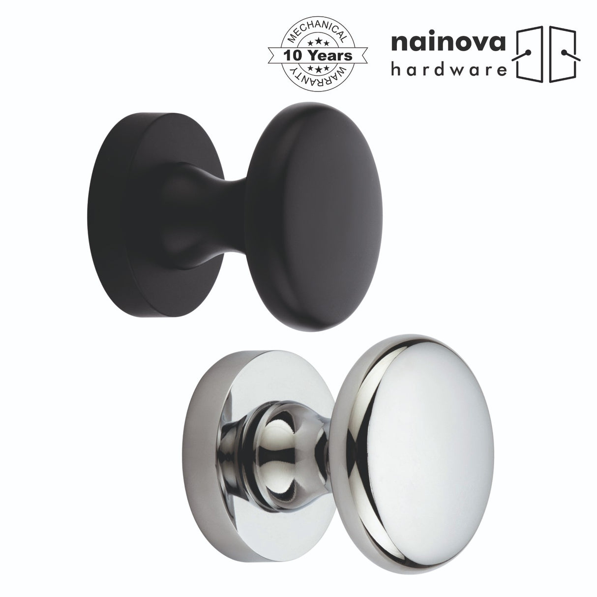 Victorian Mortice Door Knob on Rose | Black & Chrome
