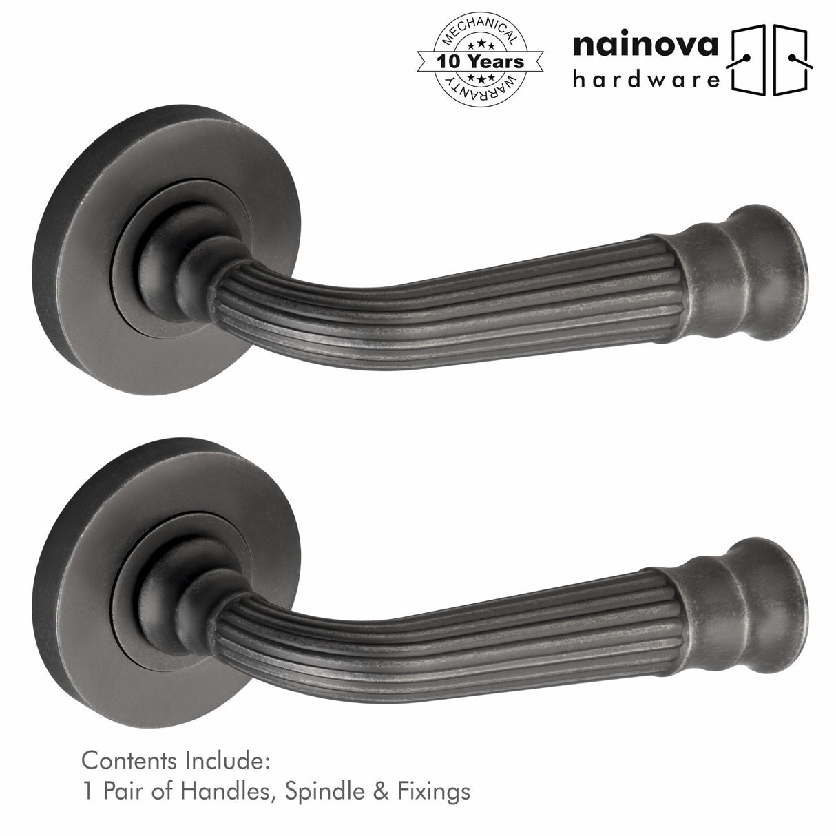 Regency Milton Door Handle Lever on Rose - Antique Pewter