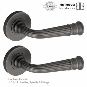 Regency Milton Door Handle Lever on Rose - Antique Pewter