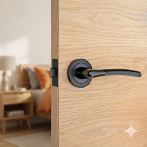 Dual Tone Door Lever on Rose - Chrome, Black