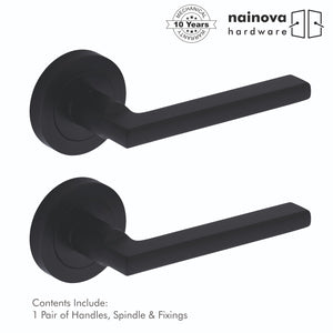 Milton Door Handle Lever on Rose - Chrome, Black