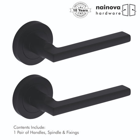 Milton Door Handle Lever on Rose - Chrome, Black