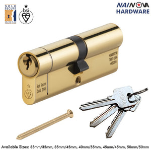 Euro Cylinder Door Lock TS007 1 Star Anti-Snap Gold 3 Keys - NOVA