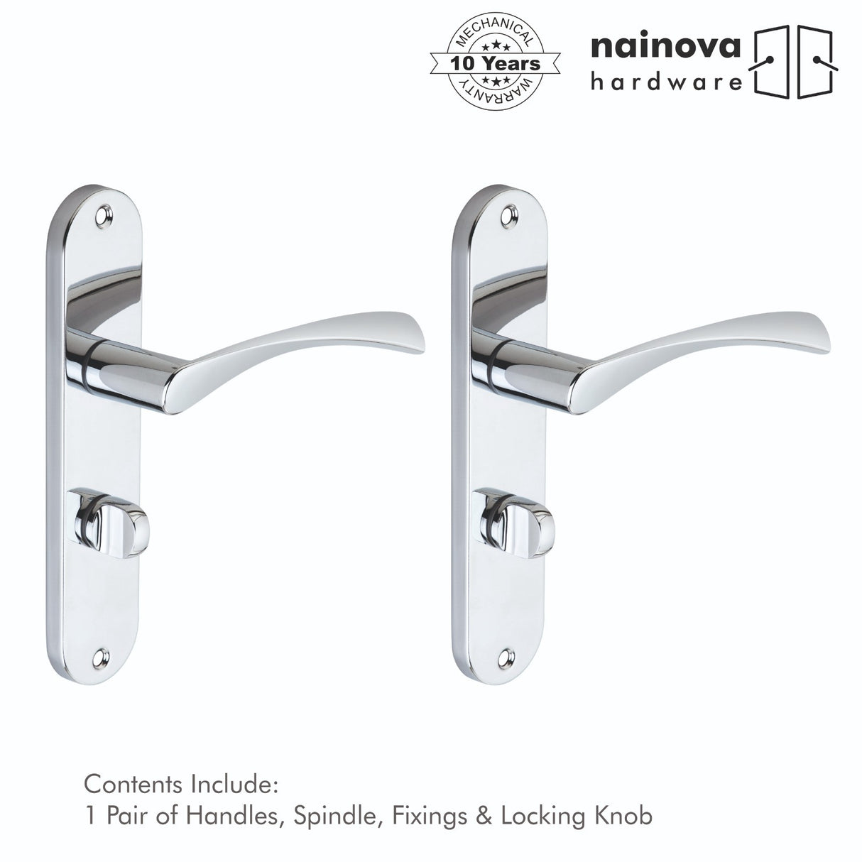 Twist Door Handle Lever on Back Plate | Chrome