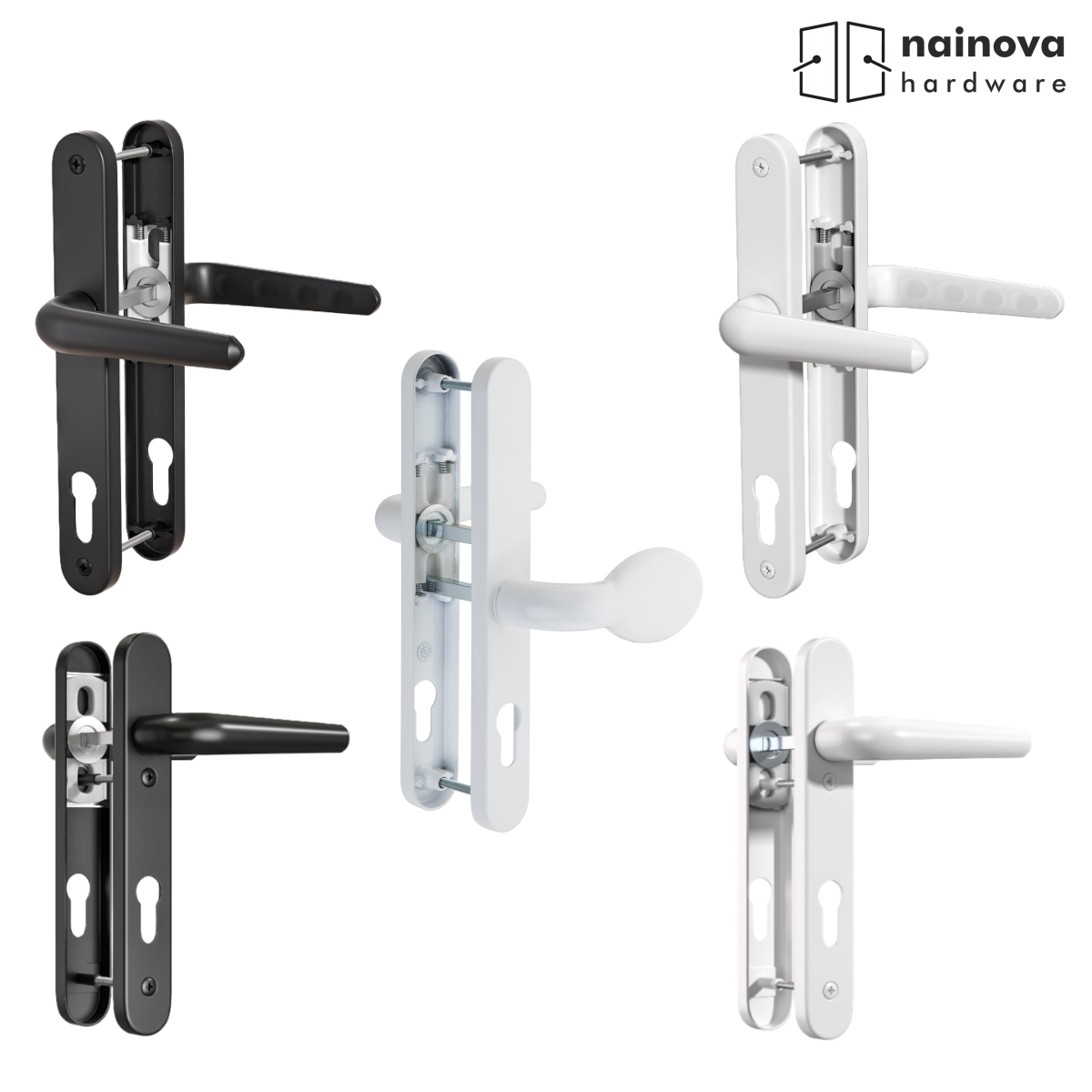 UPVC Door Handle 92PZ Long Plate 240mm - For PVC Composite Doors