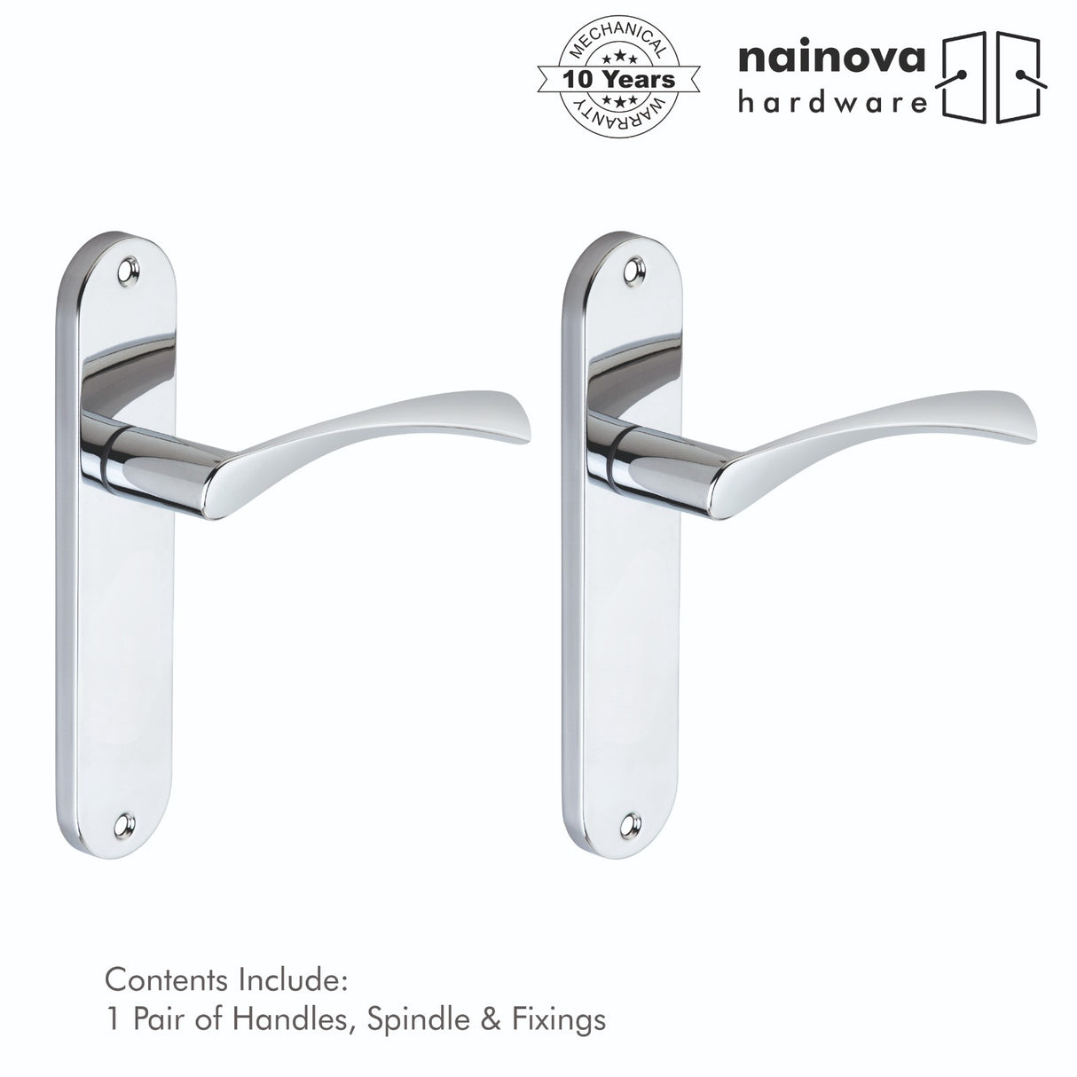Twist Door Handle Lever on Back Plate | Chrome