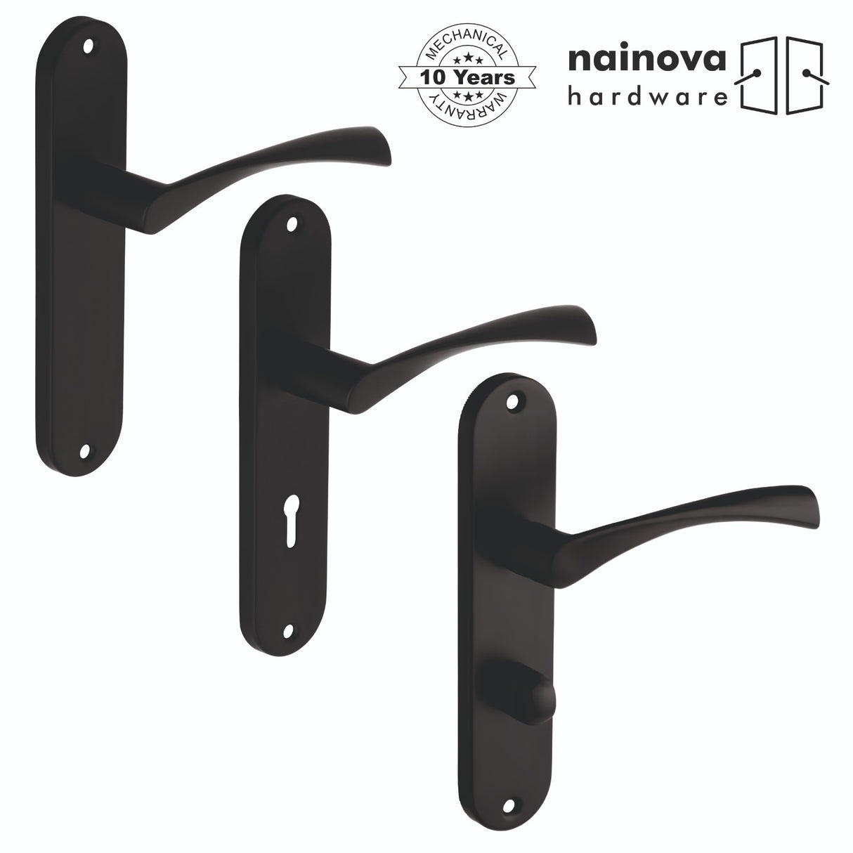 Twist Door Handle Lever on Back Plate | Black