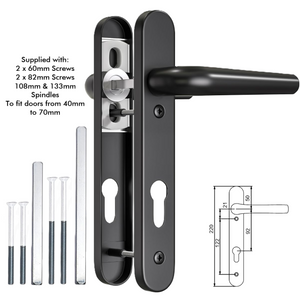 UPVC Door Handle 92PZ Short Plate 220mm - For PVC Composite Doors