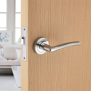Dual Tone Door Lever on Rose - Chrome, Black