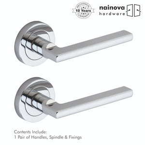 Milton Door Handle Lever on Rose - Chrome, Black