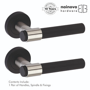 Knurled Door Handle Lever on Rose - Chrome, Antique Brass