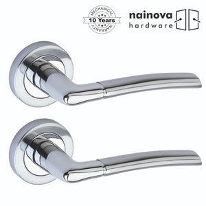 Dual Tone Door Lever on Rose - Chrome, Black