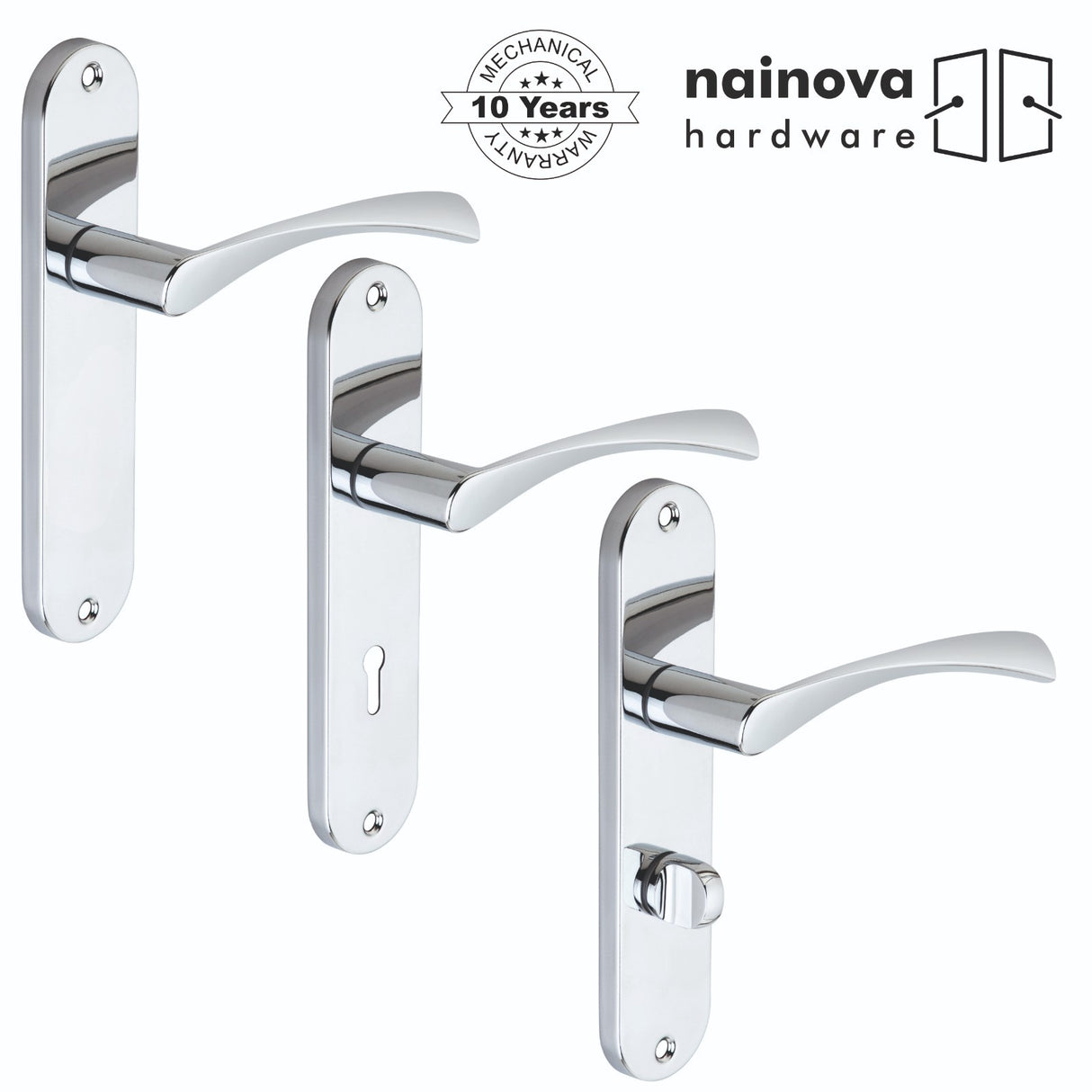 Twist Door Handle Lever on Back Plate | Chrome