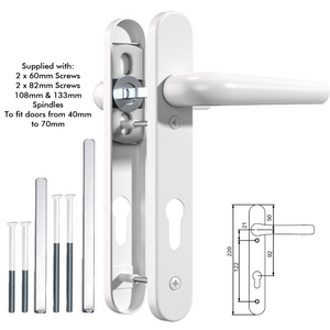 UPVC Door Handle 92PZ Short Plate 220mm - For PVC Composite Doors