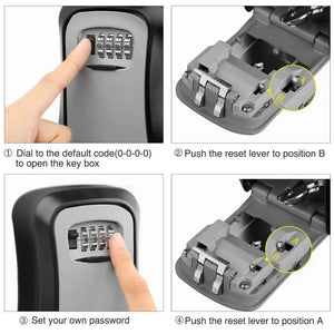 Key Safe Combination Lock Box - Wall Mounted Metal Heavy Duty Waterproof Storage