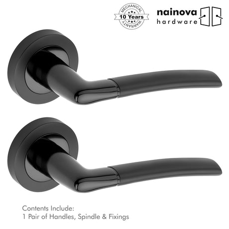 Dual Tone Door Lever on Rose - Chrome, Black