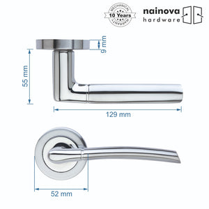 Dual Tone Door Lever on Rose - Chrome, Black