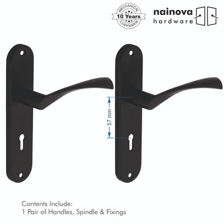 Twist Door Handle Lever on Back Plate | Black