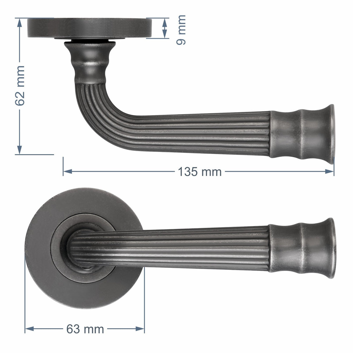 Regency Milton Door Handle Lever on Rose - Antique Pewter