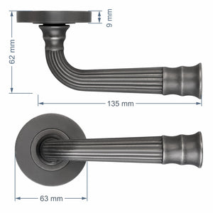 Regency Milton Door Handle Lever on Rose - Antique Pewter