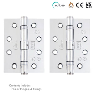 Internal Door Hinges Eclipse 102x76mm Ball Bearing Grade 11, Includes Screws, 1 Pair