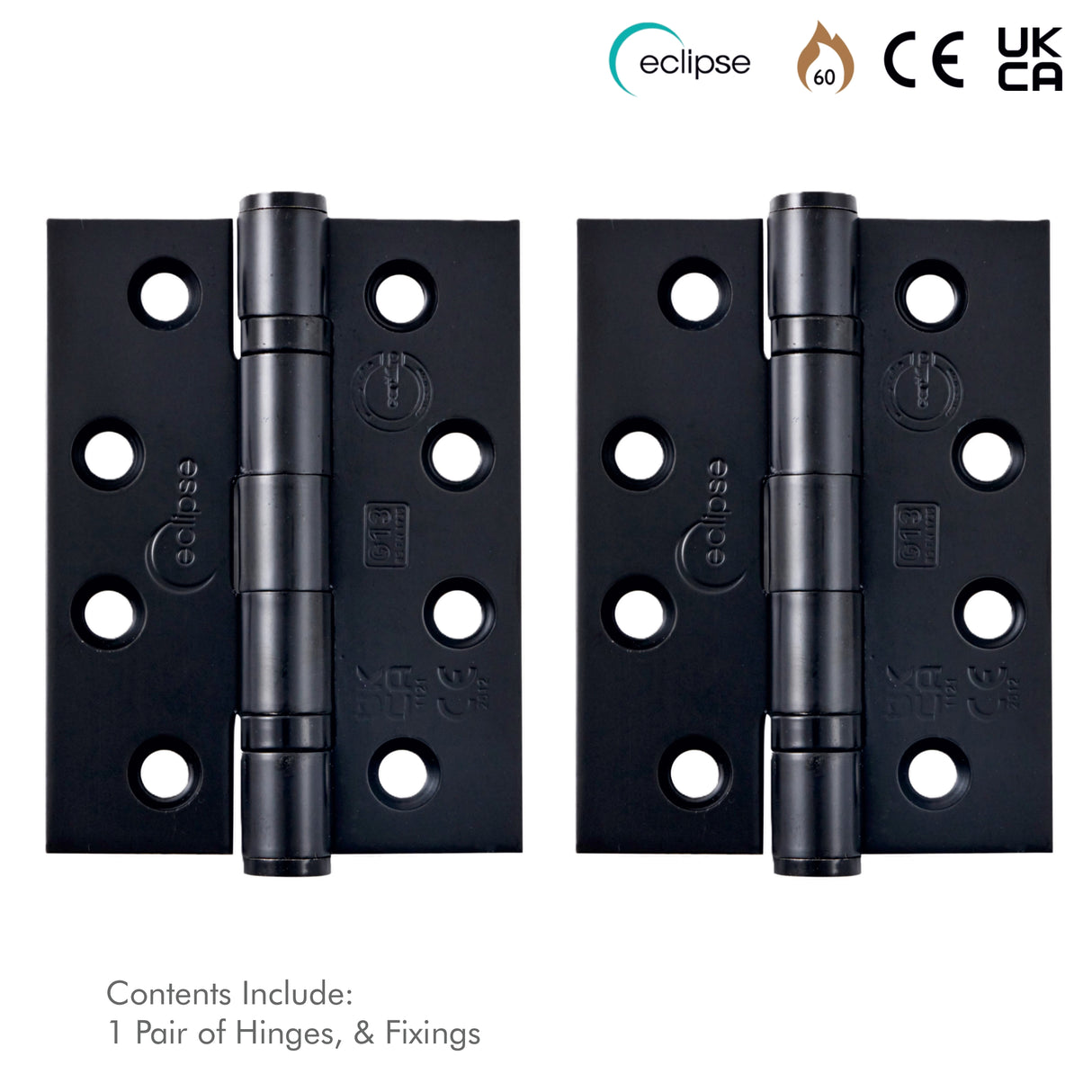Internal Door Hinges Eclipse 102x76mm Ball Bearing Grade 11, Includes Screws, 1 Pair