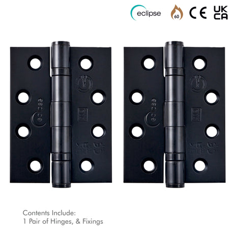 Internal Door Hinges Eclipse 102x76mm Ball Bearing Grade 11, Includes Screws, 1 Pair